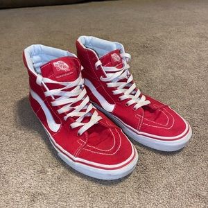 Red Vans High Tops Mens Size 9